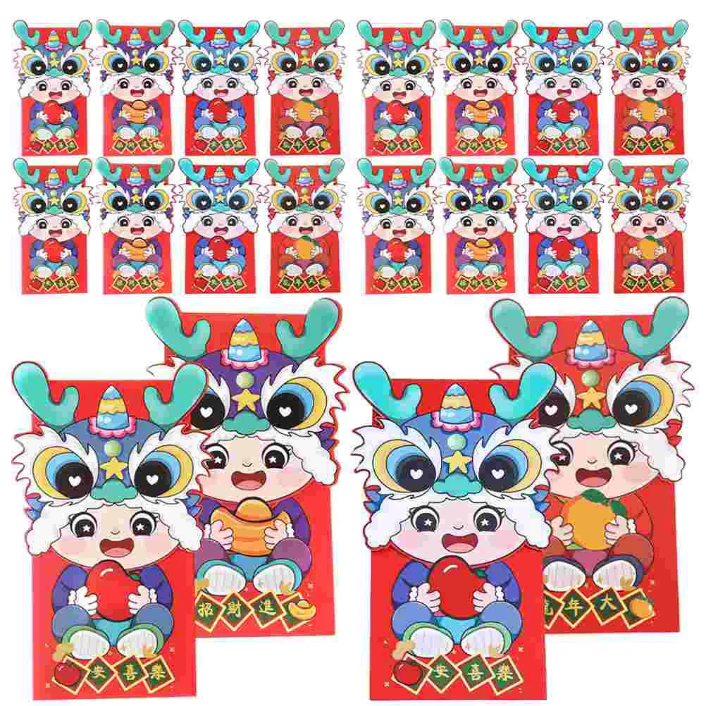 

20 Pcs Chinese Style Dragon Red Envelope Set The Gift 2024 Money Paper Wedding Envelopes