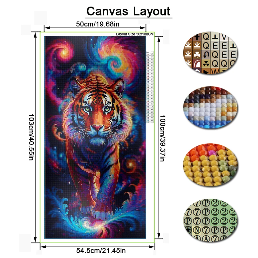 Large Size Diy Diamond Art Painting New Collection Wild Animals Tiger Full Drill Mosaic Embroidery Waterfall Picture Wall Decor