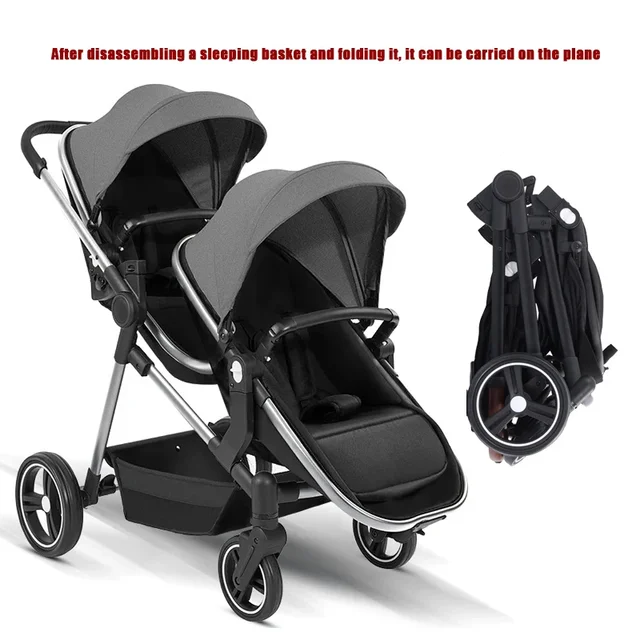 Nouvelle poussette double pliable et multifonctionnelle 2026, transformable en vélo léger pour bébé. Expédition dans l'UE 1