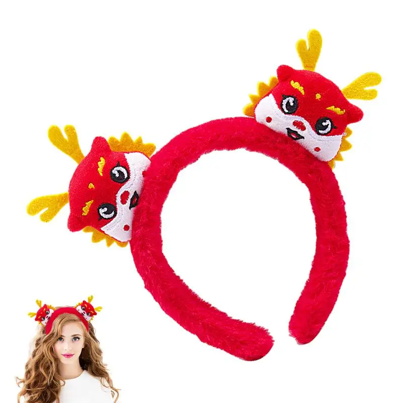 

2024 Dragon Year Headband For Women Girls Cartoon Hairband Chinese Style Happy New Year Headwear Head Hoop Soft Hair Accessories