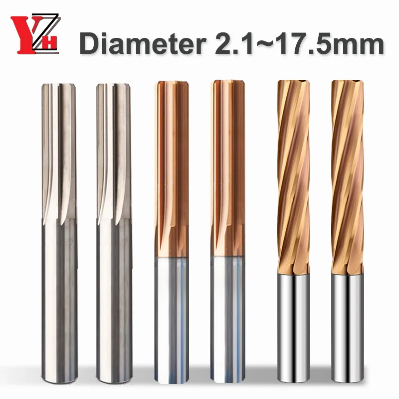 YZH 2.1mm~17.5mm Carbide Machine Reamer HRC50 HRC60 Straight Groove 4/6F Tolerance H7 Harened Steel Metal Cutter CNC Inner Hole yzh 8 81mm 9 99mm carbide machine reamer hrc50 hrc60 tolerance 0 0 005 spiral groove harened steel metal cutter cnc inner hole