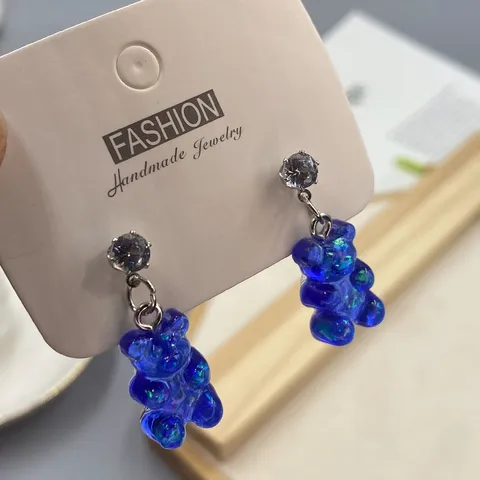 Simple Cute Colorful Acrylic Animal Bear Dangle  Earrings for Girls Women Children Birthday Gift Lovely Jewelry