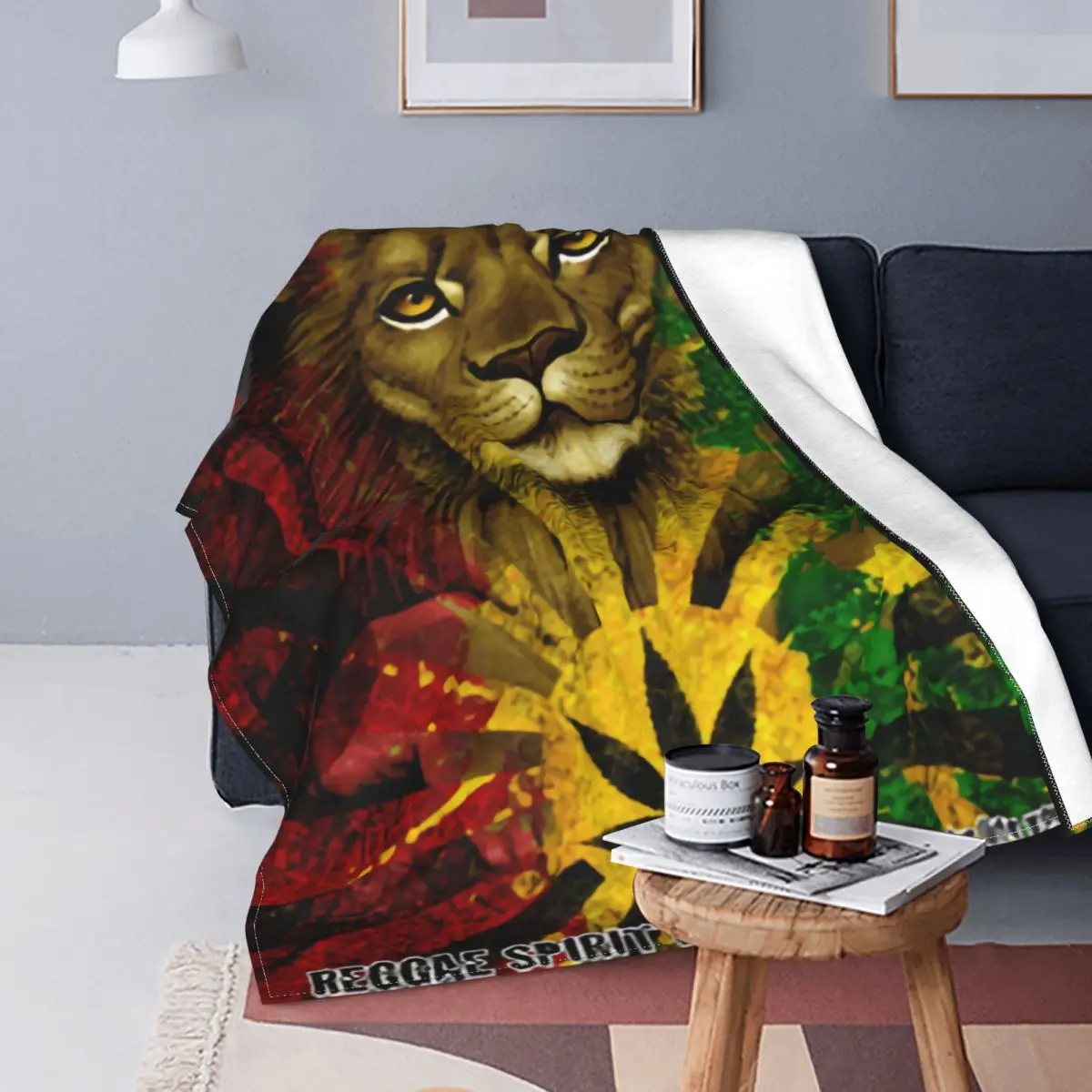

Jamaican Rasta Lion Blankets Comfortable Soft Flannel Autumn Jamaica Rastafarian Reggae Throw Blanket for Sofa Office Bedroom