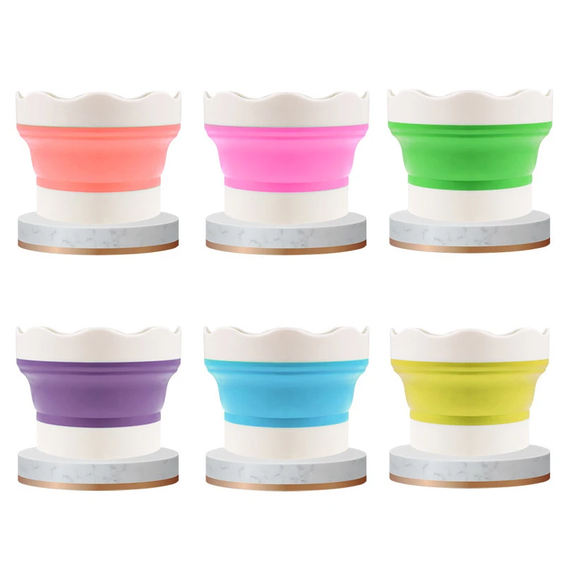 Silicone Folding Mini Bucket for Washing Painting Brush Watercolor Drawing Tools Paint Pallette