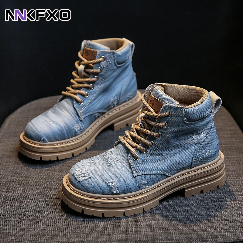 

2023 Fashion Women Autumn Winter Ankel Boots Female Round Toe Square Heels Boots Lace Up Boots Beige Black Blue Grey Boots QB200
