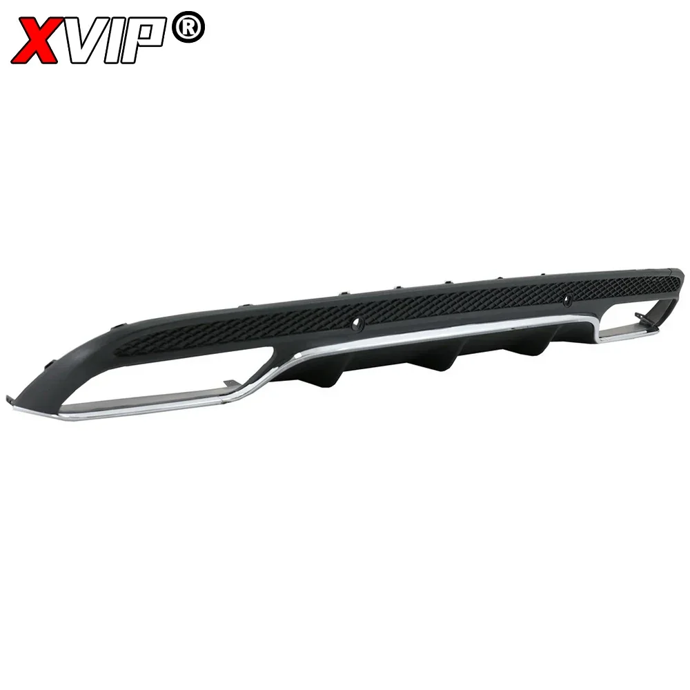 XVIP 후방 범퍼 립 디퓨저 스포일러 스플리터, 메르세데스 벤츠 C 클래스 W205 세단 C200 C250 15-21 용, 블랙 배기 파이프 포함