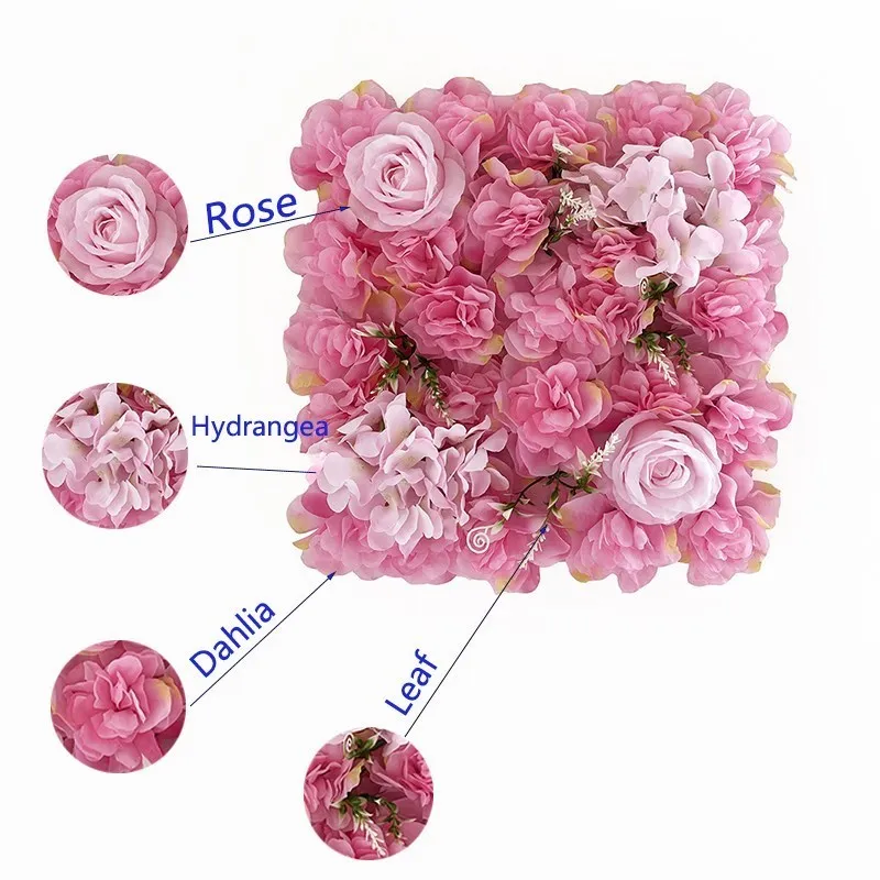 12 pannelli da parete con rose artificiali, fiori artificiali, sfondo da parete per feste, matrimoni, doccia, baby shower, Natale, decorazione per la casa, 60 x 40 cm (rosa schiumoso