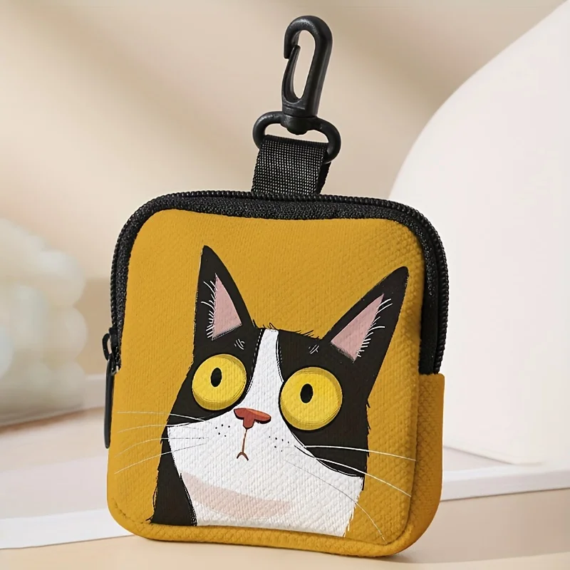 1 pc Cat pattern printed large capacity coin wallet, digital printed coin wallet storage bag, ideal choice for gifts