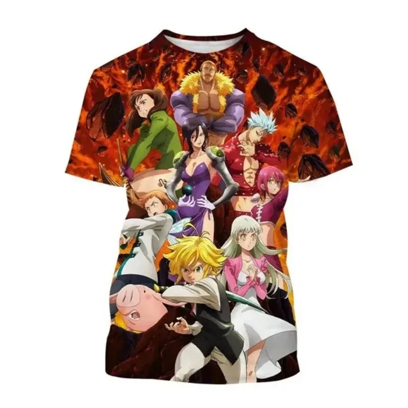 

Cartoon T-shirt Seven Deadly SINS 3D Printed T-shirt Men's and Women's Casual Fashion Oversized Short-sleeved O-collar T-shirt C