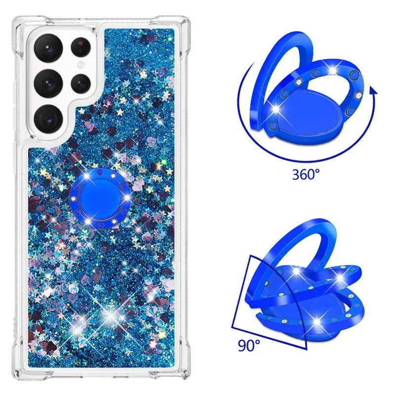 Shockproof Liquid Case For Samsung Galaxy S22 Ultra S21 Plus S20 FE A73 A53 A13 A52 A72 A32 A33 Quicksand Glitter Ring Cover silicone cover with s pen