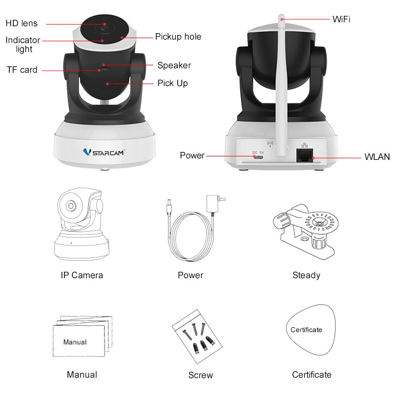 Vstarcam HD 1080P IP Camera Security Camera Wireless Baby Monitor Video Baby Monitor indoor Wireless Wifi Security Cameras Night Vision AI Human Detection Home Security Baby Monitor
