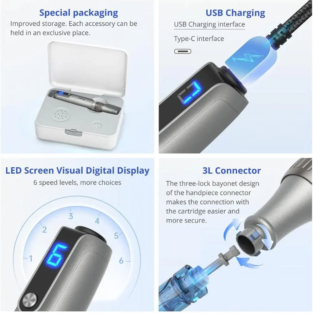 Original Dr Pen Ultima M8S Professional Wireless Derma Microneedling Pen with 20pcs Needles Cartridge Home Use Beauty Machine