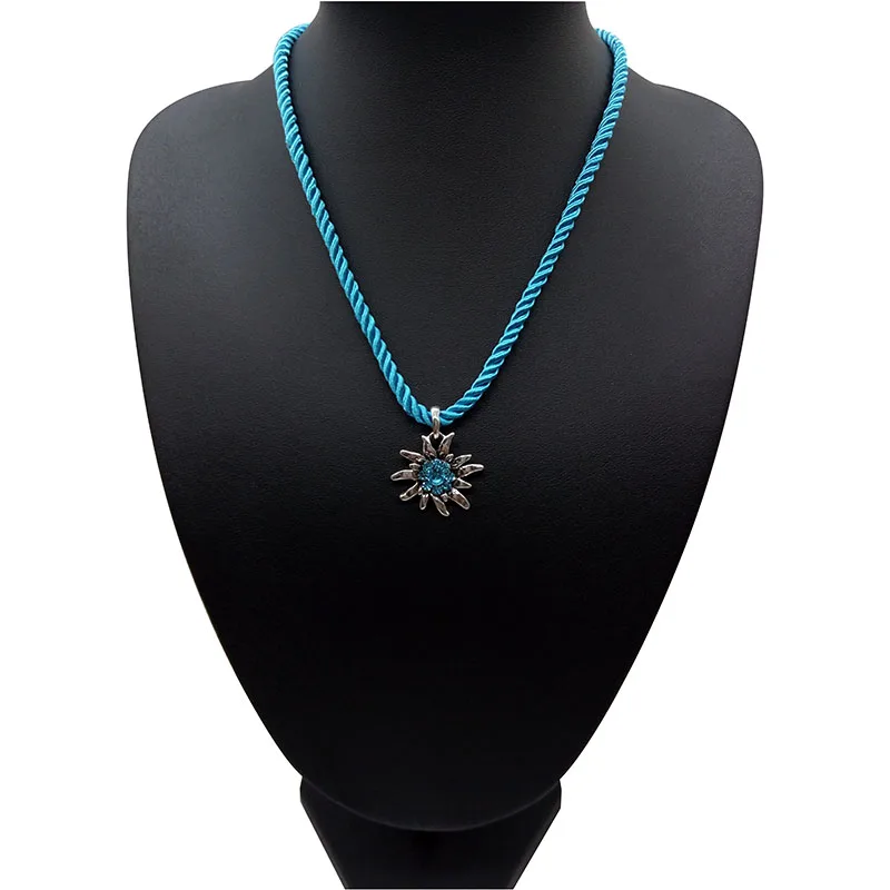 Trendy Popular Mountain Flowers Pendants Vintage Edelweiss Necklaces For Women Party Luck Rope Chain Choker Jewelry Gift 5