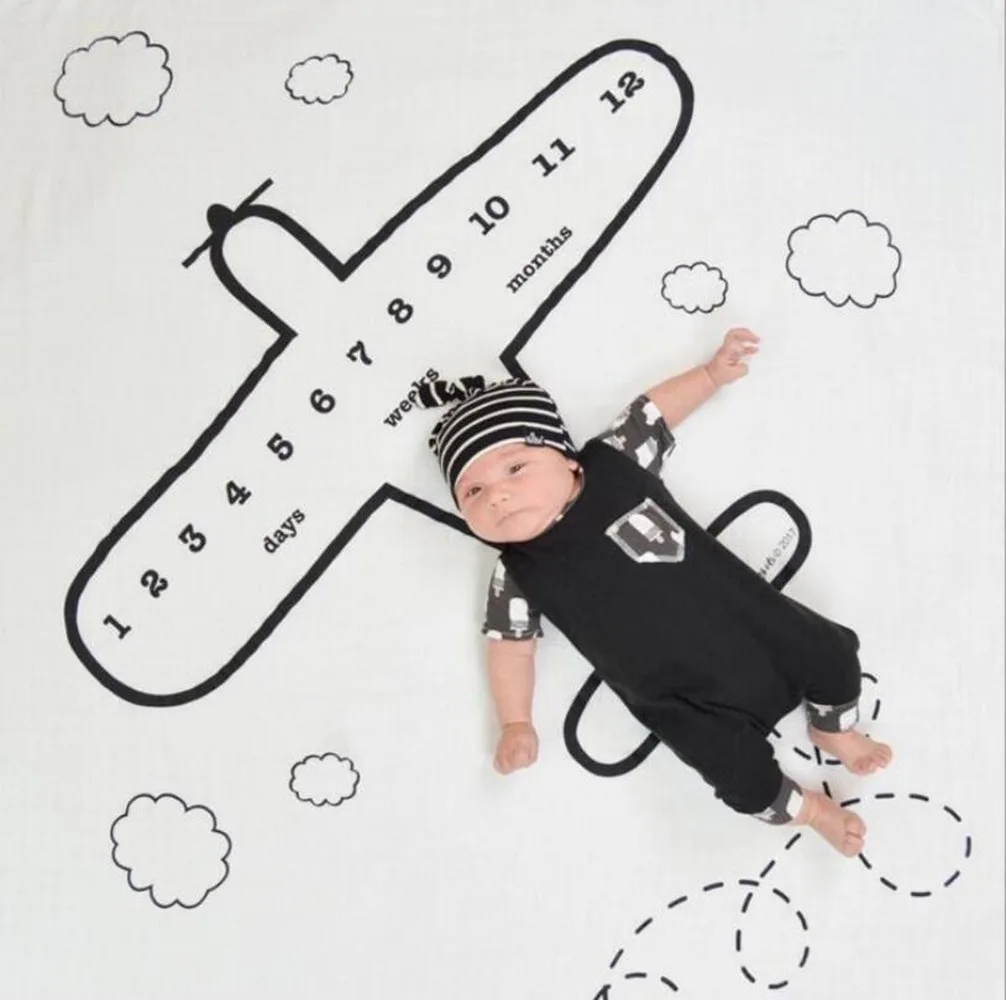 100*100cm Newborn baby Monthly Growth Milestone Blanket photography props Background Cloth Commemorate Rug