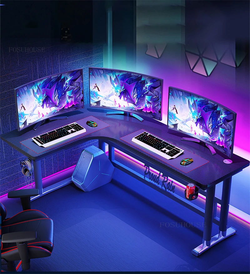 Description Picture 4 of itemNordic L Shaped Gaming Table Desktop Computer Desks Home Bedroom Writing Office Table Corner Gaming Desks Double Computer Tables