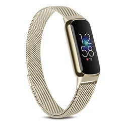 Fitbit Luxe Metal Magnetic Sport Strap Bracelet Replacement (Retro Gold)