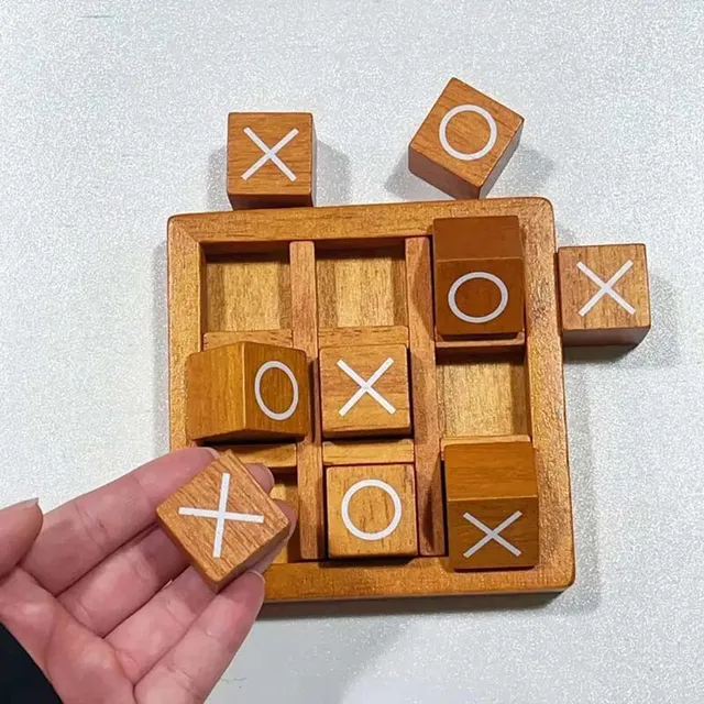 Wooden Chessboard Game Box XO Chess Training Concentration Logical Thinking Parent-child Interactive Tabletop Game Kids Gifts 5
