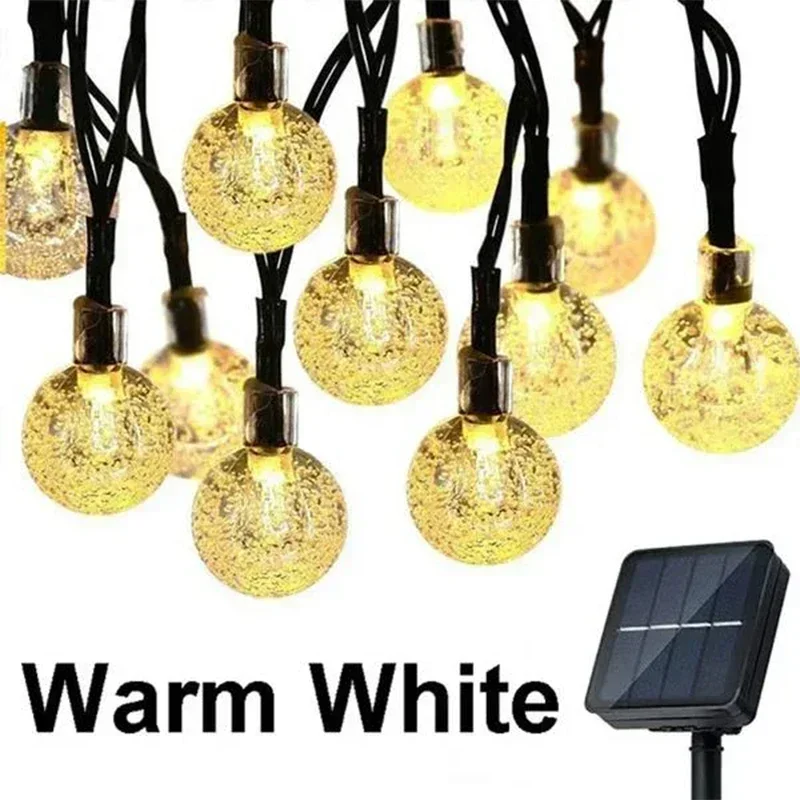 Łańcuchy świetlne na energię słoneczną Zewnętrzna kryształowa wróżka Light Chritmas Garland 8 trybów Wodoodporne światło patio na wystrój przyjęcia w ogrodzie