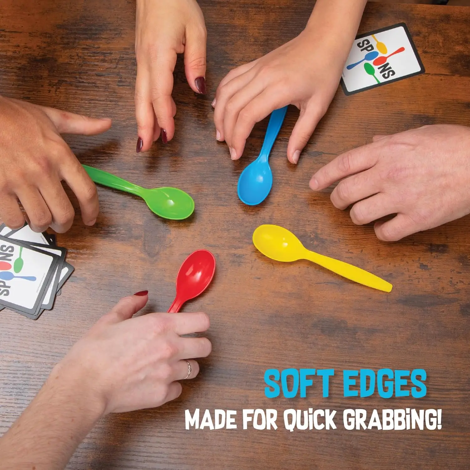 Spoons in a Case: Fast-Paced Card Game for Family Game Night, Ages 7+, 3-6 Players, Travel-Friendly 5