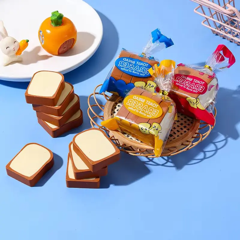 Set di 4 Gomme da Cancellare a Forma di Toast Kawaii, Kit in Gomma Morbida per Disegno Artistico, Cancelleria Carina per Scuola, Regali Creativi per Studenti e Bambini - immagine 2