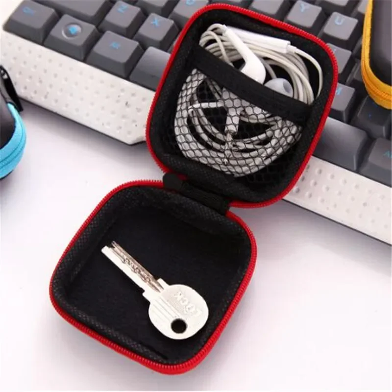 Earphone Holder Case Storage Carrying Hard Bag Earphone Pouches Storage Cases Black Box Coin Purse USB Cable Key Organizer