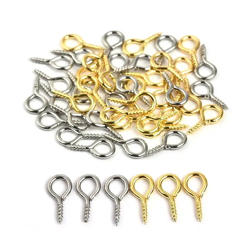 100pcs Small Tiny Mini Eye Pins Eyepins Hooks Eyelets Screw Threaded