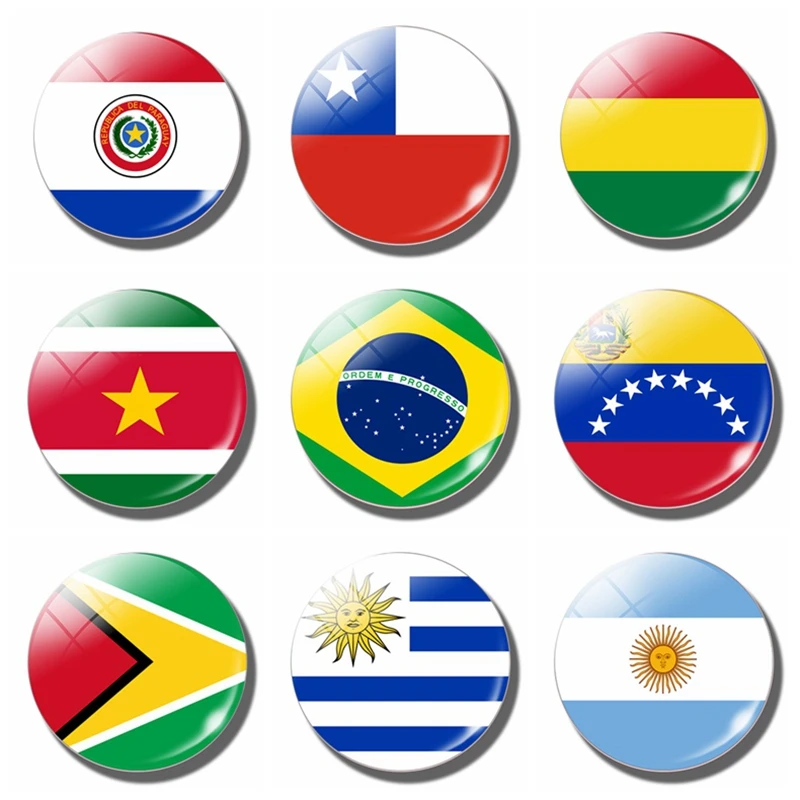

Luminous South America Flag 30MM Refrigerator Magnet fridge Venezuela Guyana Suriname Brazil Bolivia Paraguay Argentina Souvenir
