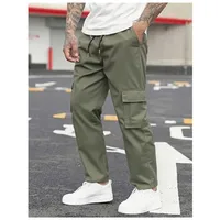 New men's overalls multi-pocket loose men draw rope solid color outdoor hiking overalls 1