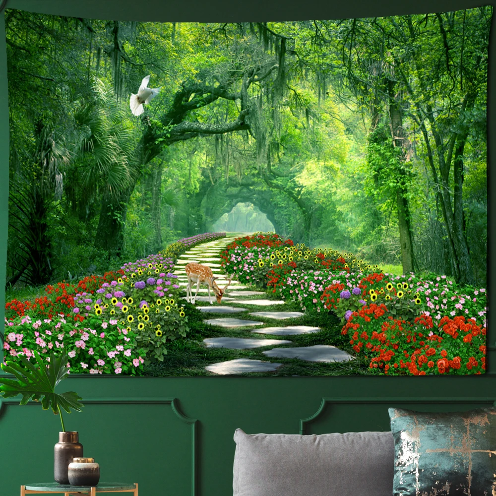 Bamboo Living Room Decoration Tapestry Wall Hanging Nature Green