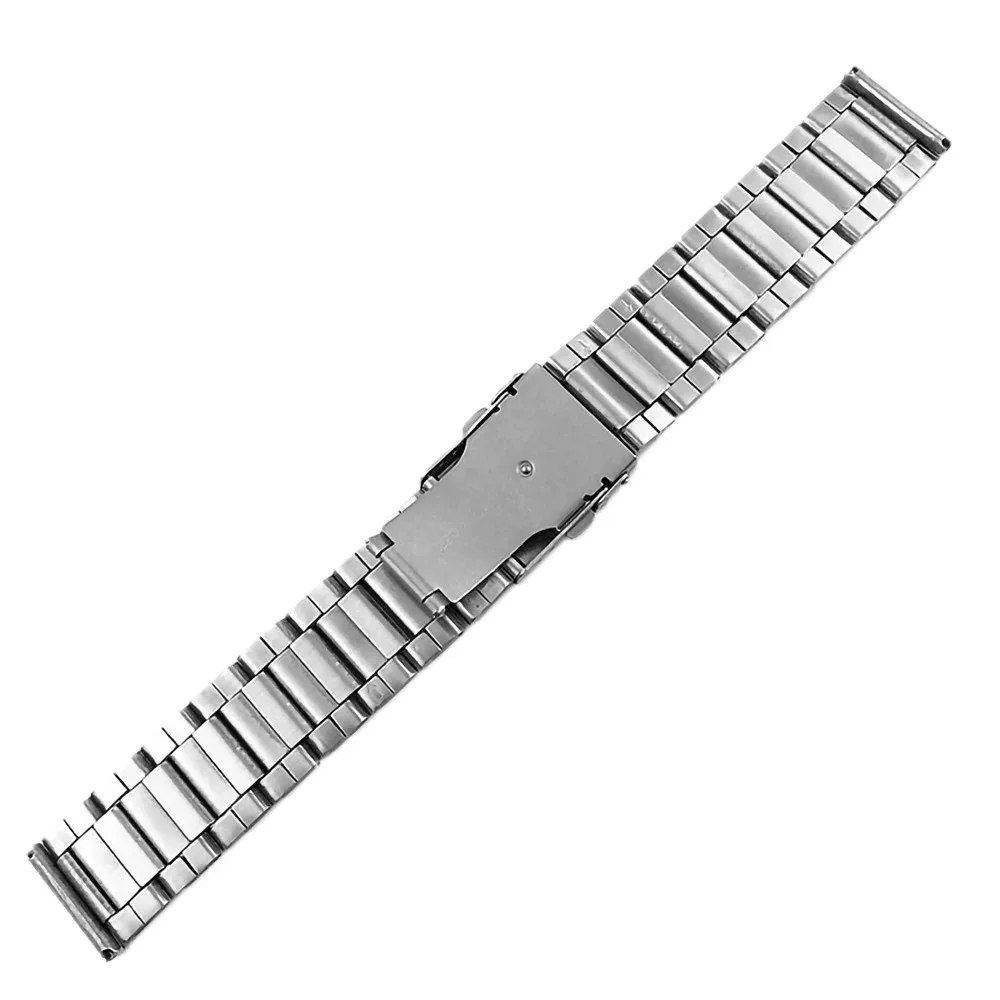 Stainless Steel Silver Watch Strap with Folding Buckle - Premium Wrist Bracelet Accessory