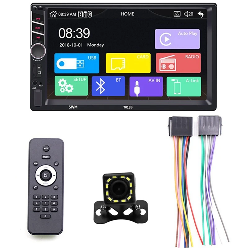 

Universal 7Inch Carplay Car Radio HD Multimedia Touchscreen MP5 Player Bluetooth USB FM Camera Mirror Link 7013B 12LED Camera