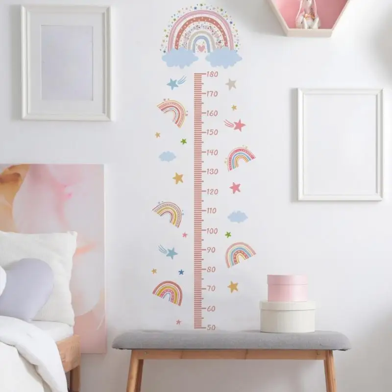 195B Child Growth Chart Wall Decal with Rainbow Designs Height Measurement Sticker