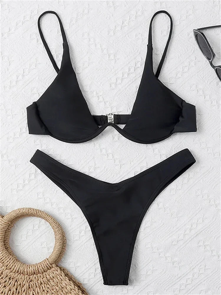 OIINAA Women Sexy Solid Bikini Set Two-piece Beachwear Summer Fashion Thong Swimwear Bather Bathing Suit Biquinis bikini set women swimwear bikini swimsuit