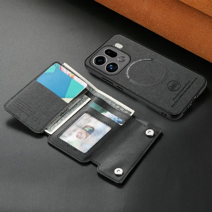 Luxury Detachable Leather Wallet Case with Magnetic Back