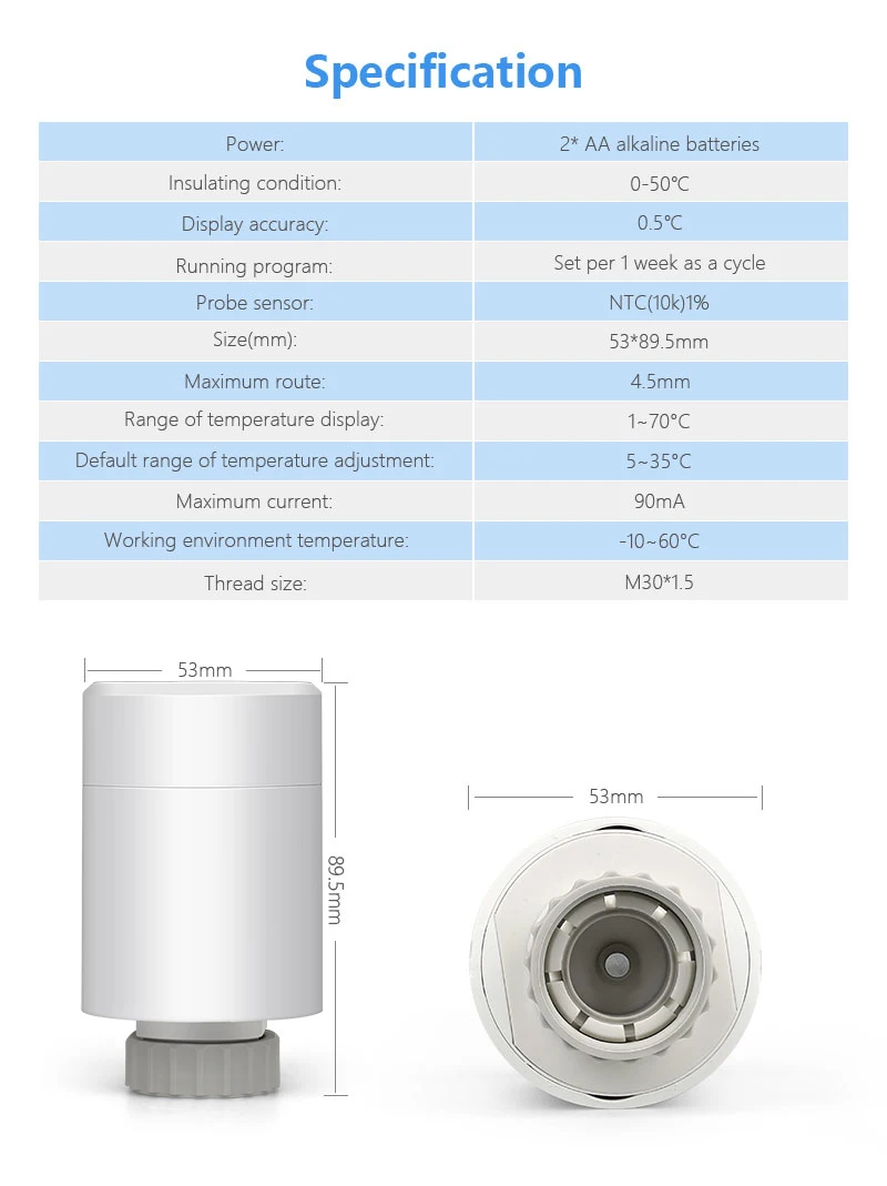 Description Picture 3 of itemTuya TRV Wifi Thermostat Smart Thermostatic Head Radiator Valve Actuator Family Heating Temperature Controller Alexa Smart Home