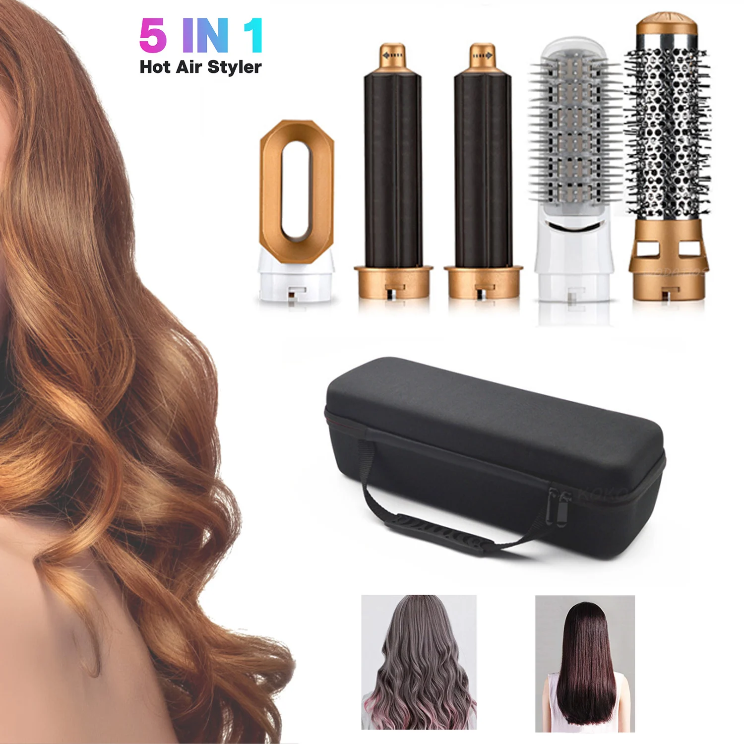 Electric Hair Dryer 5 In 1 Kit Hair Comb Negative Ion Straightener Brush Blow Dryer Air Comb Curling Wand Detachable Brush Kit tibetan style detachable wig hair piece braid clothing headdress ethnic accessories