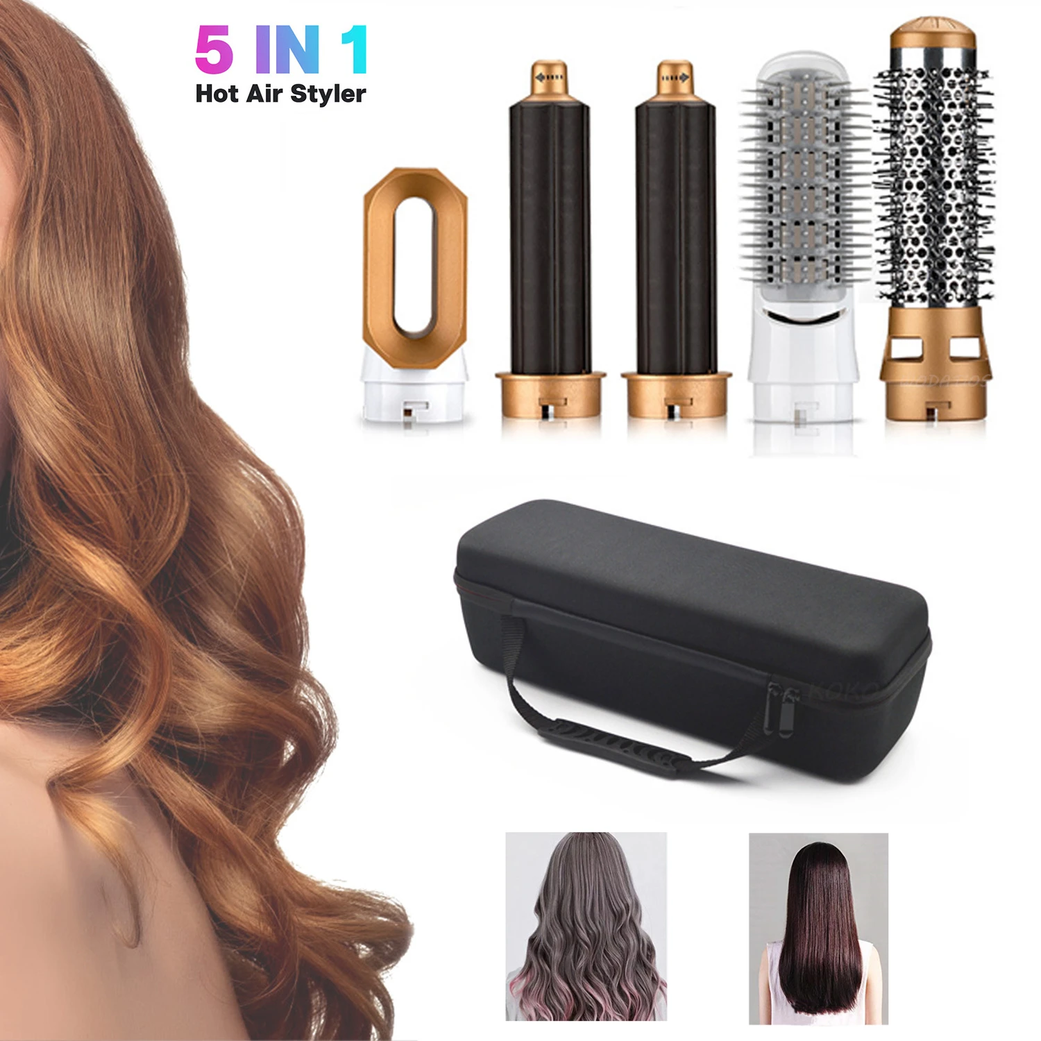 Electric Hair Dryer 5 In 1 Kit Hair Comb Negative Ion Straightener Brush Blow  Dryer Air Comb Curling Wand Detachable Brush Kit - Hair Curler - AliExpress