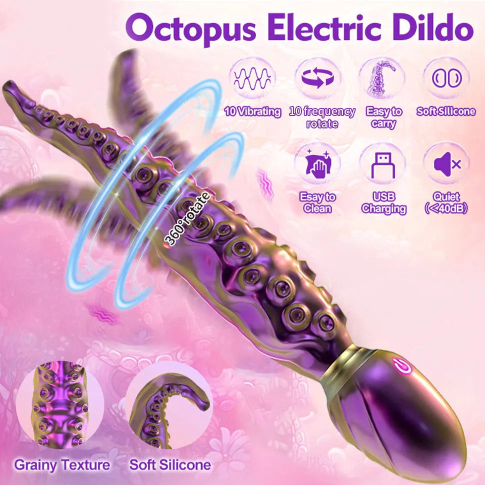 Vibrating Realistic Monster G-Spot Dildos Octopus Vibrator wit 10 Powerful Mode Adult Sex Toys for Women Anal Vagina Stimulation