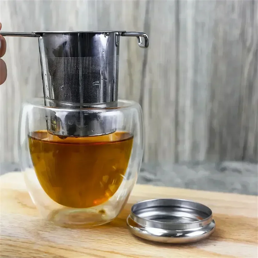Stainless Steel Tea Filter Extended Folding Handle Loose Tea Drainer Lid Anti-Scald Multi-Purpose Strainer tea infuser,tea strainer,tea filter