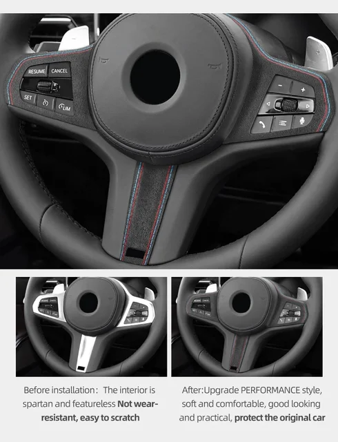 Steering Wheel Button Trim Frame Stickers For BMW G30 G20 F40 G21 G28 G11 G12 Z4 G32 Made of Alcantara Car Interior Accessories 5