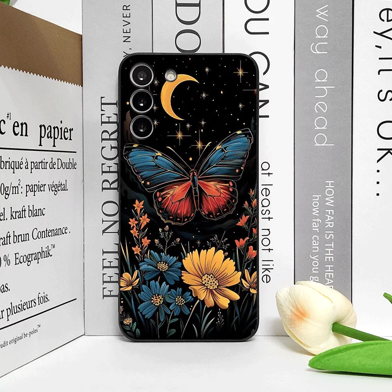 Aesthetic Moon Butterfly Flower Frosted Soft Phone Case