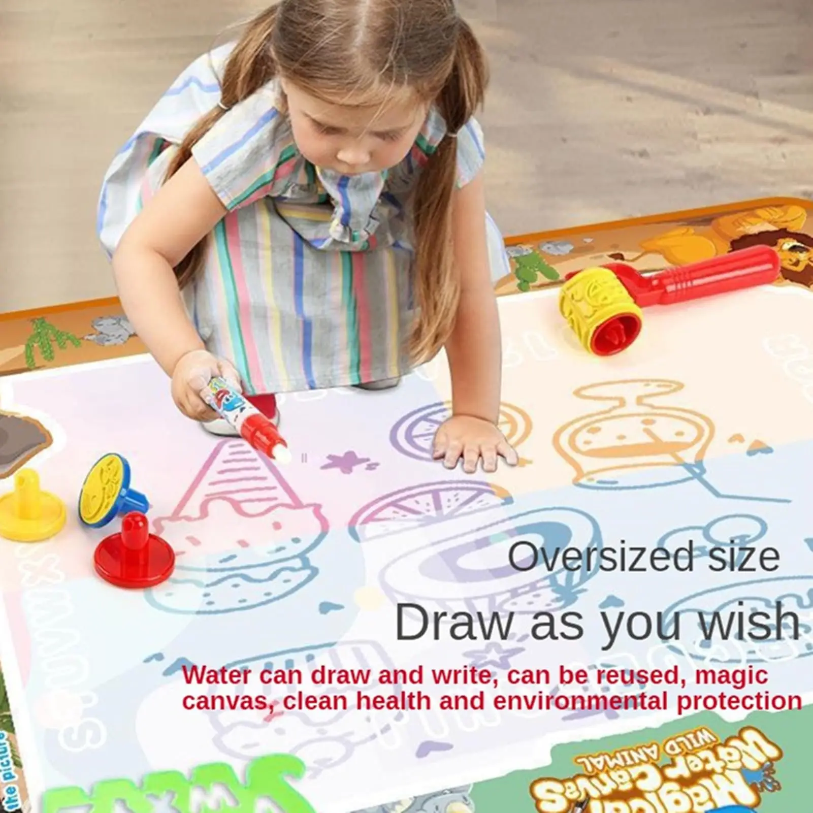 100x80cm Water Doodle Mat Kids Toys Reusable Painting Writing Doodle Water Color Drawing Board Toddlers Preschool Education Toys 3