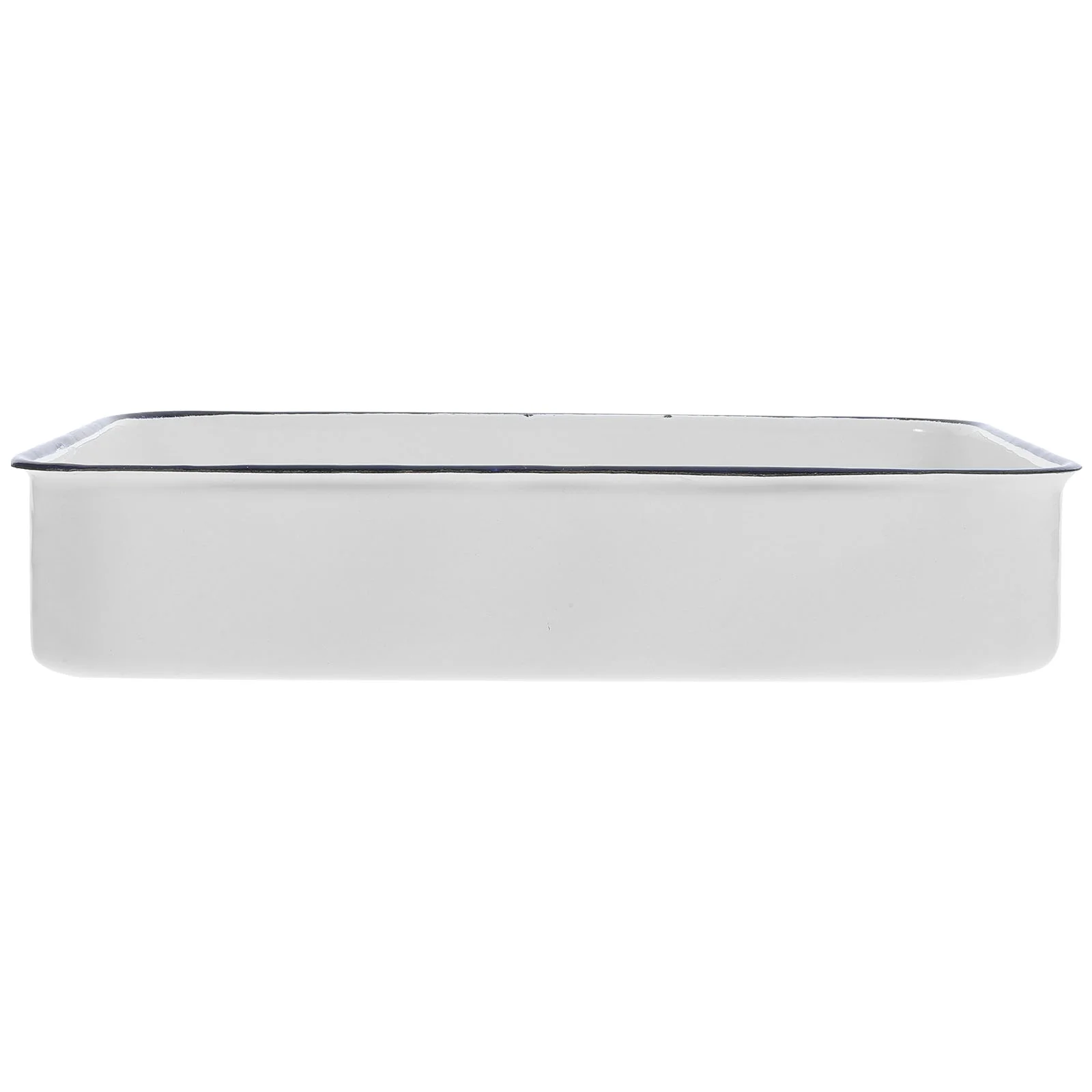 

Breading Trays Enamel Cookware Baking Pan Grilling Plate Oven Multi-functional White Miss Serving