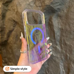 Laser Gradient Magnetic Phone Case with Minimalist Design - iPhone 15 Plus (D32)