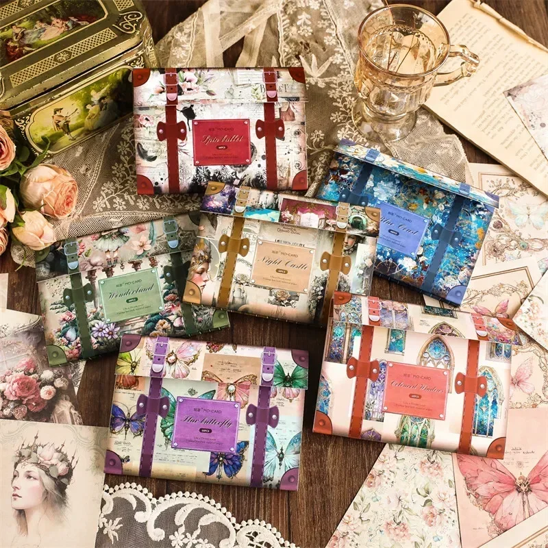 

60Sheets Material Paper Dreamlike Retro Box Type Base Notebooks Decoration Writing Background Pads Handbook Scrapbook 172*115mm