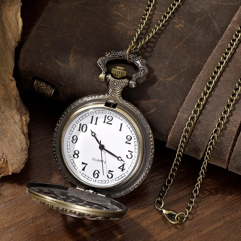 Pocket Watch Exquisite Famous Anime Yellow Hat Hollow Carved Quartz Pocket Watch Necklace Pendant Gifts Women Man Fob Chain