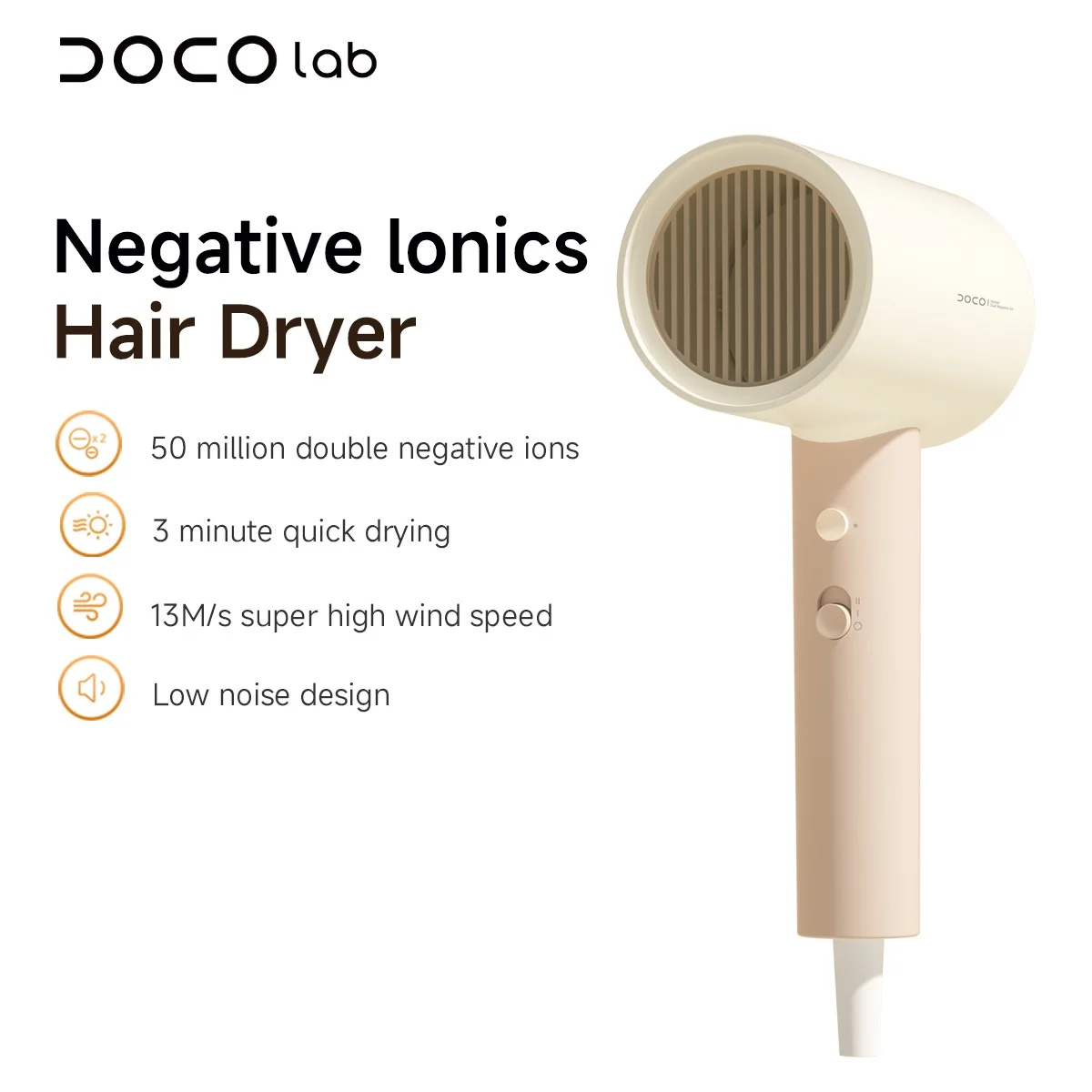 DOCO Anion Hair Dryer 50 Million Negative Lons AN001 Quick Dry Professinal Foldable 1800W Home Travel School Hair Care wantjoin professional blender countertop blender blender for kitchen max 1800w high power home and commercial blender