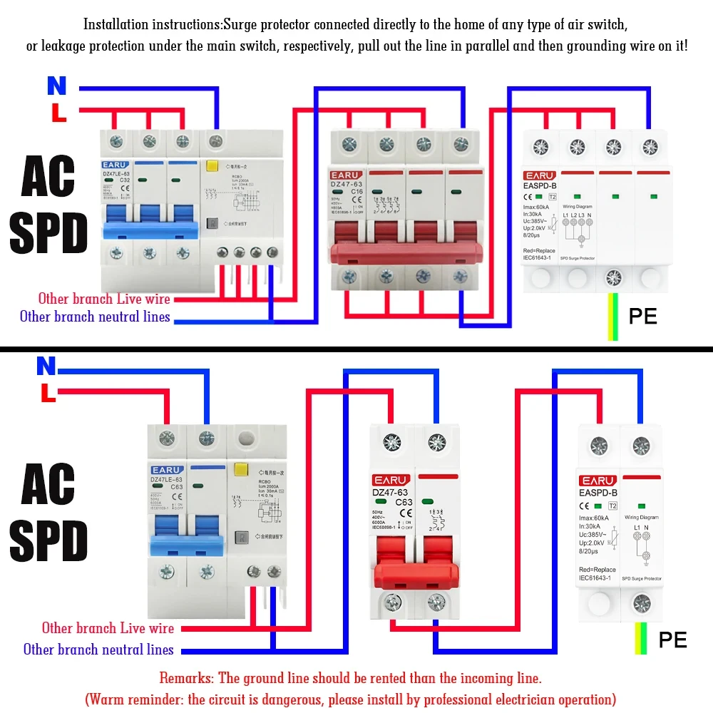 SPD Surge Protector Device Arrester Low Voltage House Surge Voltage Protection f