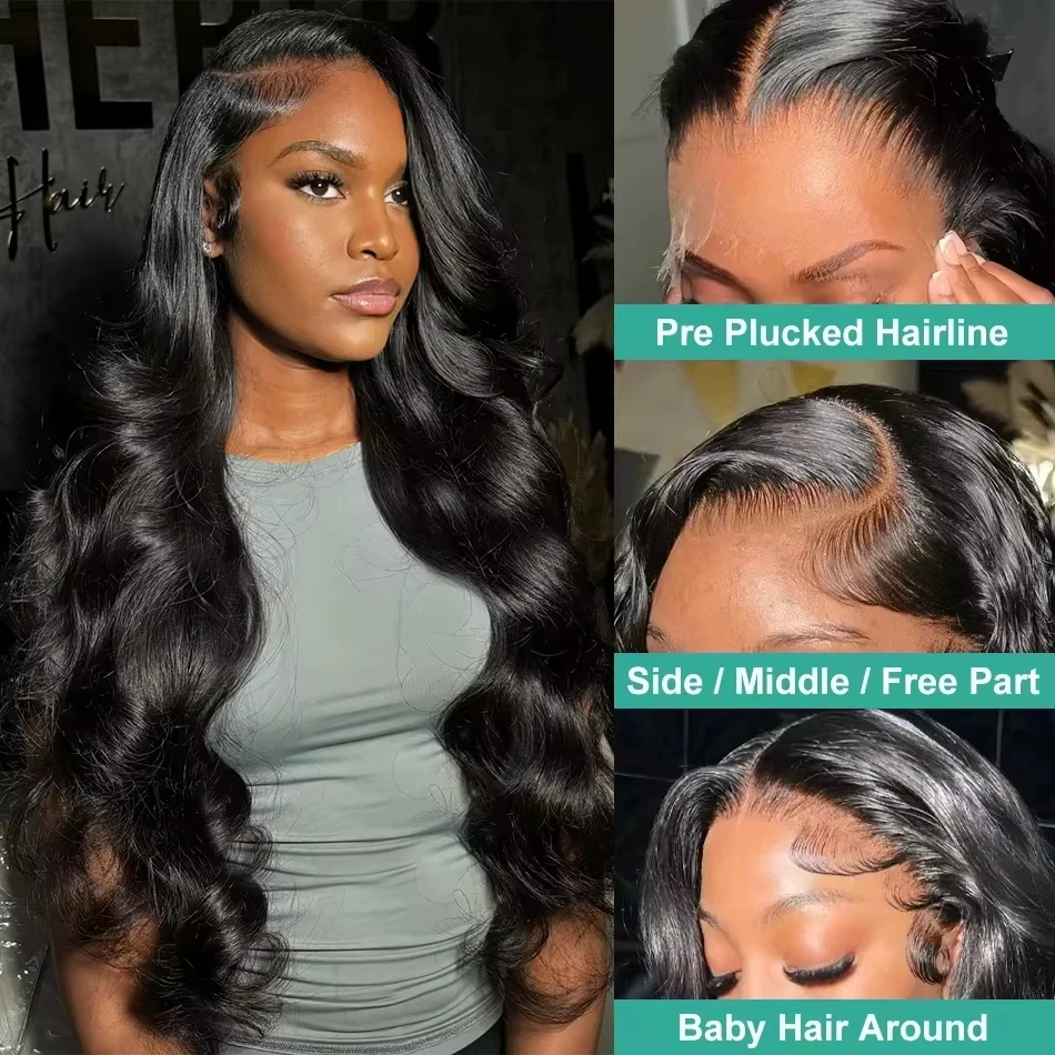 250% Density Body Wave Human Hair Wigs 13X4 Lace Front Human Hair Wig Pre Plucked Bleached Knots Wigs Human Hair 5