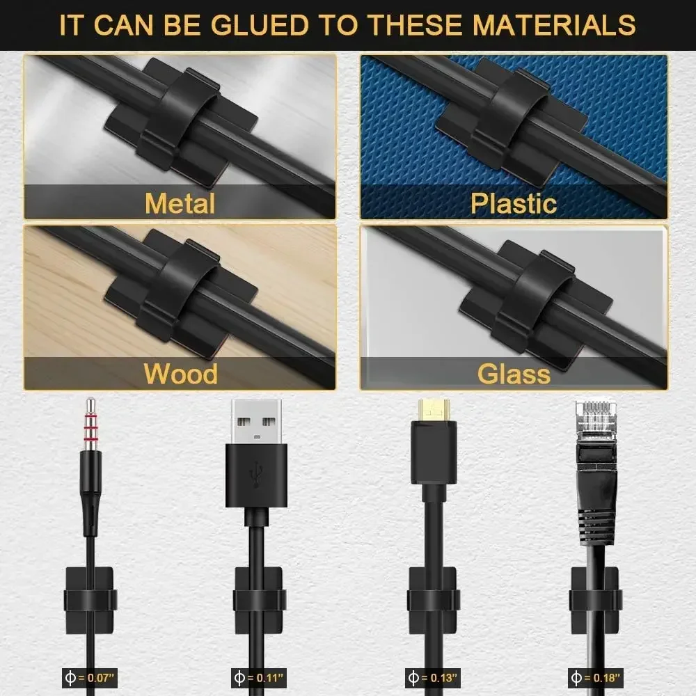 접착식 차량용 케이블 충전기 라인 클립 와이어 코드 클립 벽걸이형 홀더 관리 데이터 라인 와인더 고정기 타이 정리기